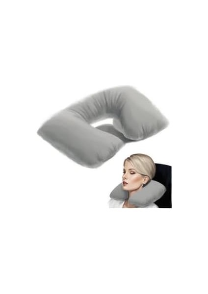 Şişme Seyahat Yastığı Boyun Destekli Taşınabilir ve Ergonomik Tasarım Uçak Araba ve Yolculuklar Için Ideal (Gri) modelleri