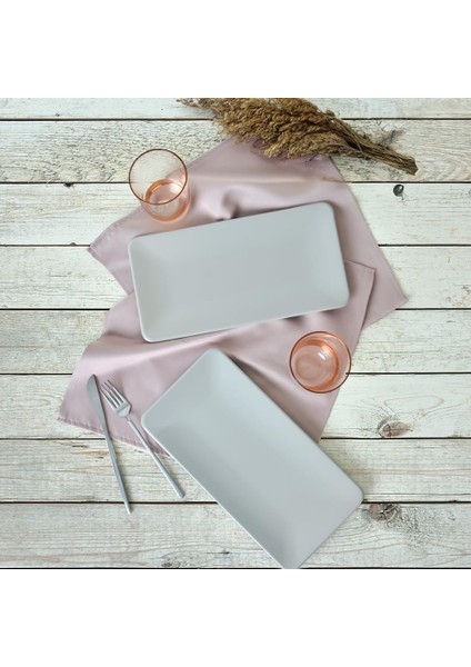 Mat Gri Siera Kayık Tabak 33X17 cm 2 Adet 995
