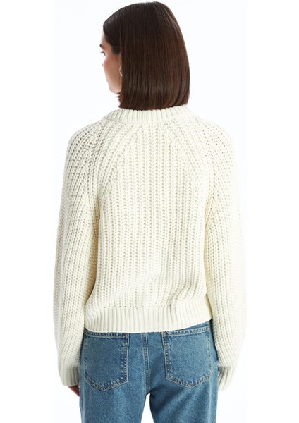 Yeni Sezon Bisiklet Yaka Kendinden Desenli Kadın Triko Hırka indirimleri