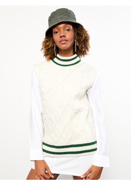 Yeni Sezon Yarım Balıkçı Yaka Desenli Kadın Triko Süveter fiyatları