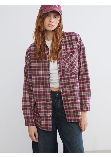 Yeni Sezon Ekose Oversize Kadın Oduncu Gömlek