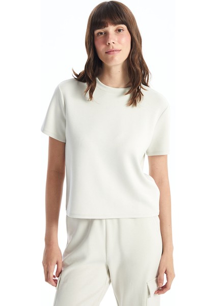 Yeni Sezon Bisiklet Yaka Düz Kısa Kollu Kadın Tişört