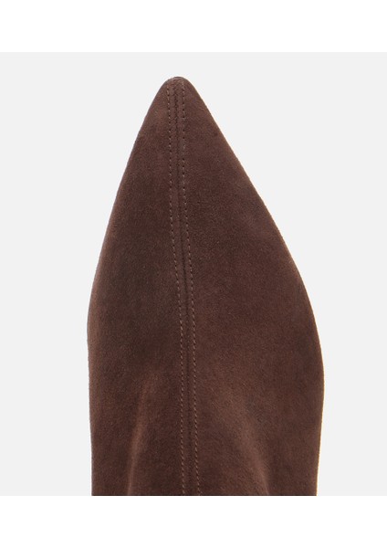 01BOH312650A480 KADIN Süet Deri Kahverengi Dikiş Detaylı Sivri Kısa Topuklu Bot indirimleri