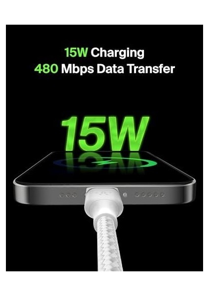 Örgülü Usb-C Kablosu (Boost Charge Usb- C-Usb Kablosu, 10, S10, 4, iPad Pro, Switch ve Daha Fazlası Için USB C Tipi Kablosu) 2 Metre, Beyaz fiyatları