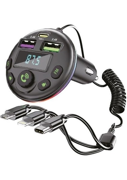 40W 3.4A 3in1 Fm Araç Modülatörü Mdl-15