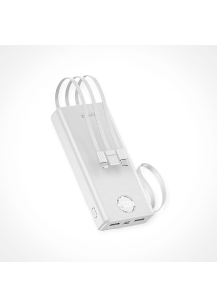 H004 20000 Mh Pd 30W ve USB 22.5W Fast Hızlı Şarj Dahili Type C ve Lightning Kablolu Dünya Standartlarına Uygun Polymer Batarya Birebir Amper LCD Göstergeli Powerbank