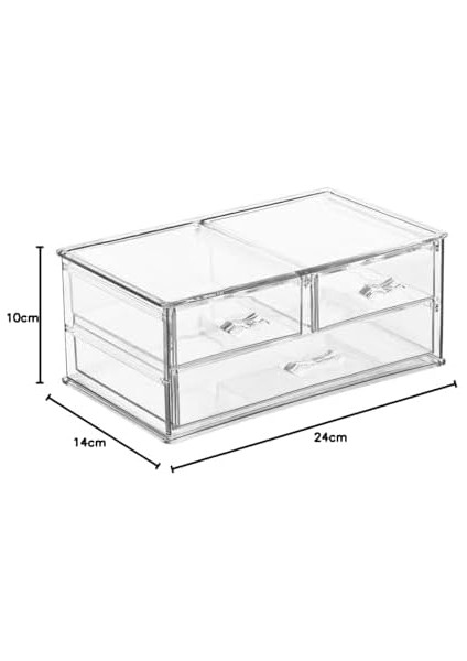 Eynel Şeffaf Makyaj Malzemesi Organizer Büyük Kristal Makyaj Masası Organizatörü Kozmetik Düzenleme Kutusu Güzellik Malzemesi Düzenleyici (Çekmeceli Model)