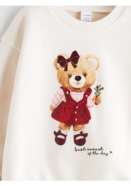Yeni Sezon Ayı Teddy Baskılı Kız Çocuk Kalın Sweatshirt modelleri