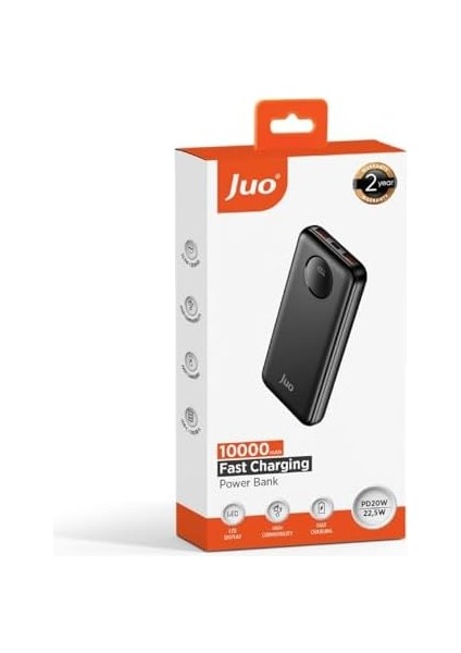 Juo 10000MAH 22.5W Dijital LED Ekranlı Taşınabilir Hızlı Şarj Cihazı Powerbank Siyah fiyatları