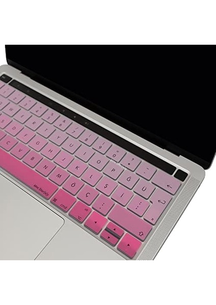 MacBook Klavye Koruyucu Kılıf Türkçe Q Baskılı Uk-Ters L Enter Tipi Touchbar Pro 13-15 Inç A1706,A1989,A2159,A1707,A1990 Uyumlu,ince Hafif Yıkanabilir Silikon Klavye Filmi Pembe fiyatları