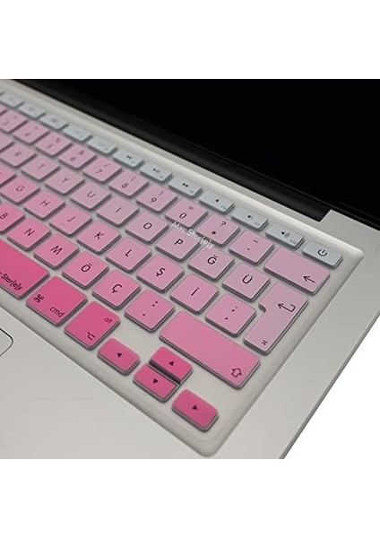 MacBook Silikon Klavye Kaplama Koruyucu Kılıf Air Pro Eski USB Li Model 2008/2017 Uyumlu Türkçe Q Renkli Baskı Silikon Pembe fiyatları