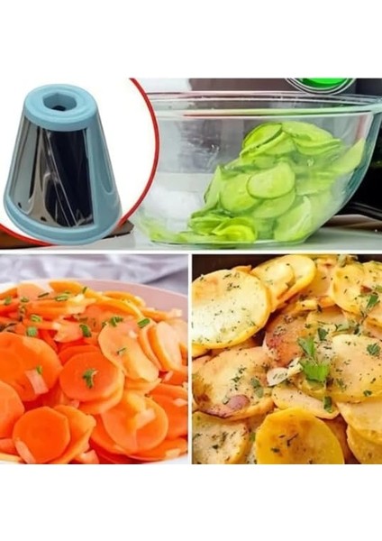 Çok Fonksiyonlu Rende, 5 Değiştirilebilir Bıçak, Elektrikli Mutfak Doğrayıcı, Mavi-Beyaz fiyatları