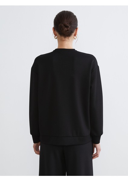 Yeni Sezon Bisiklet Yaka Taşlı Kadın Sweatshirt fırsatları