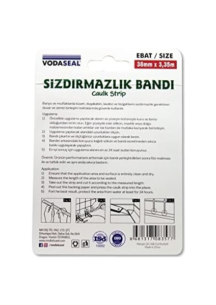 53.01.007 Sızdırmaz, Beyaz, 38MMX3.35M fiyatları