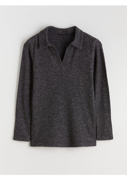 Yeni Sezon Polo Yaka Parlak Görünümlü Bluz indirimleri