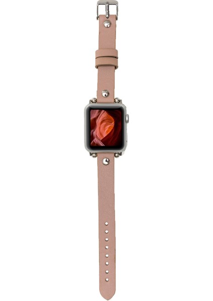 Apple Watch Uyumlu Deri Kordon 38-40-41MM St Nu1 Pembe modelleri