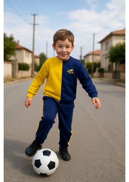 Sarı Lacivert Çocuk Eşofman Takımı – Taraftar Çocuk Spor Takım – Futbol Oynama Takımı – Rahat ve Esnek Günlük Spor Çocuk Giyim fiyatları