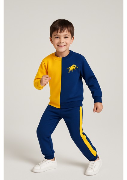Sarı Lacivert Çocuk Eşofman Takımı – Taraftar Çocuk Spor Takım – Futbol Oynama Takımı – Rahat ve Esnek Günlük Spor Çocuk Giyim modelleri