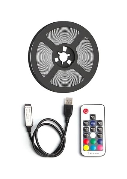 Arkası Animasyonlu Rgb Şerit LED Seti Kumandalı 3 Metre - - 5V USB Girişli modelleri