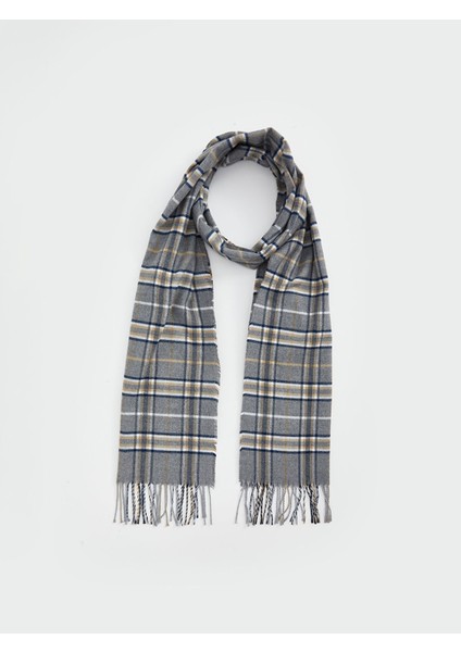 Yeni Sezon Püskül Detaylı Ekose Desenli Erkek Atkı