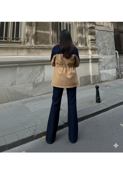 Denim Detaylı Rüzgarlık Ceket Fermuarlı