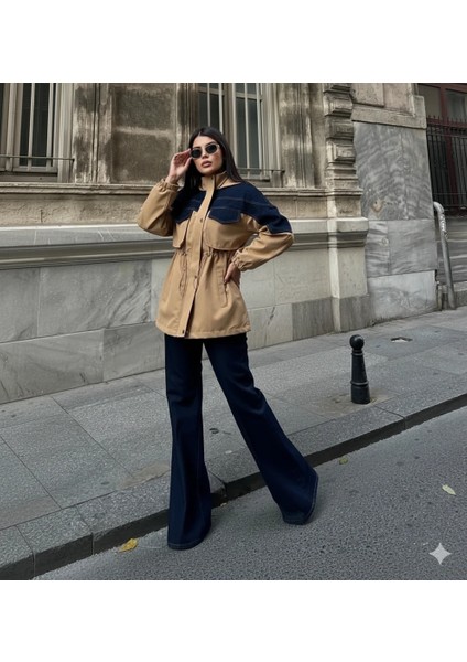 Denim Detaylı Rüzgarlık Ceket Fermuarlı fiyatları