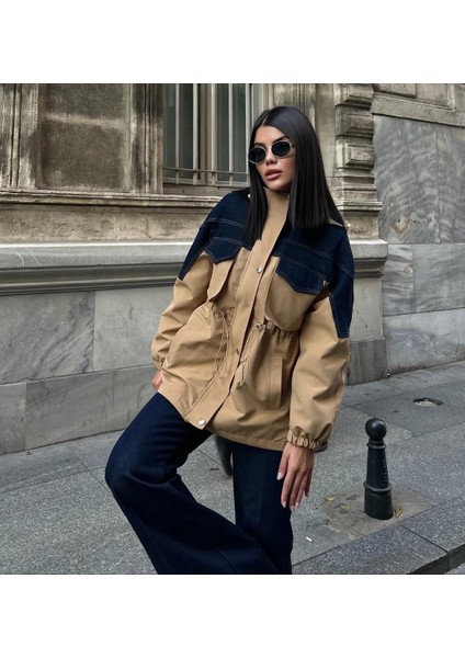 Denim Detaylı Rüzgarlık Ceket Fermuarlı modelleri