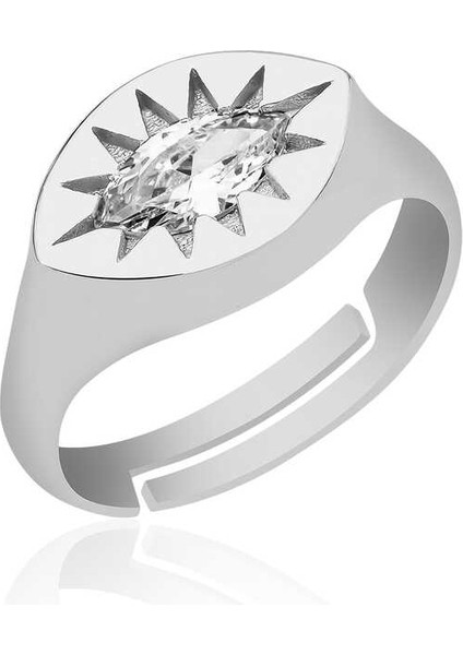 925 Ayar Gümüş Ayarlanabilir Kuzey Yıldızı Şovalye Yüzük T5003 (770770)