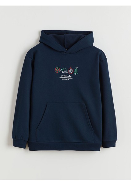 Yeni Sezon Kapüşonlu Yılbaşı Temalı Erkek Çocuk Sweatshirt