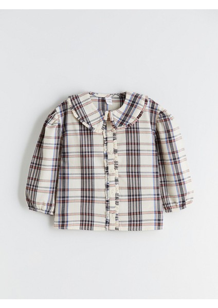 Yeni Sezon Bebe Yaka Ekose Kız Çocuk Gömlek
