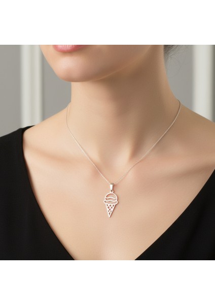 925 Ayar gümüş kolye dondurma külahı SM4688 modelleri