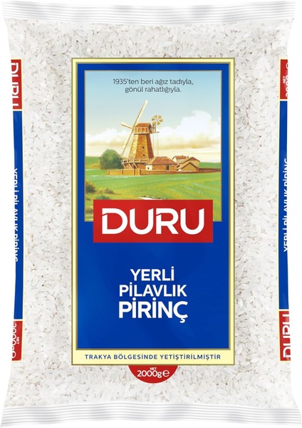 Duru Yerli Pilavlık Pirinç 2000G – Doğal Hasat, Pilav Için Ideal, Düşük Yağ ve Şeker Içeriği