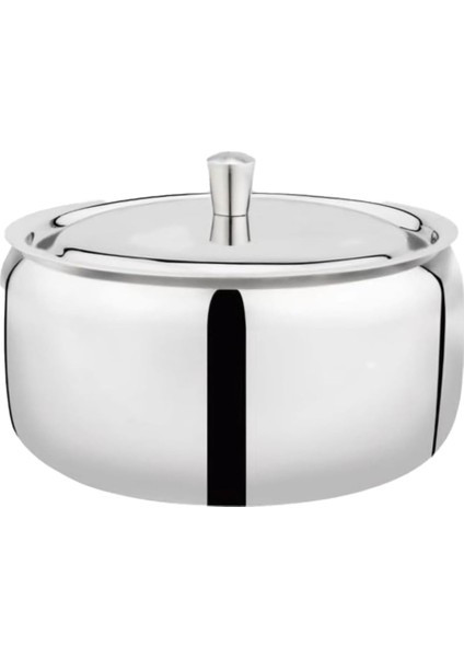 Çelik Şekerlik, Kapaklı, 10 cm x 7 Cm, Gümüş Rengi Hurma Kasesi, Küp Şekerlik