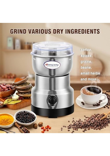 Mini Kahve Öğütücü Elektrikli 10S Hızlı Öğütücü Çok Işlevli Parçalama Makinesi Kuru Tahıl Değirmeni Tohumları Pirinç Çekirdeği Çeşniler Için (Gümüş, 110V) fiyatları