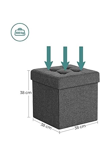 Saklama Alanlı Tabure, Kapaklı Küp, Oturma Sandığı, Saklama Kutusu, Katlanabilir, Maksimum Statik Taşıma Kapasitesi 300 Kg, 40 L, 38 x 38 x 38 Cm, Koyu Gri SPF27Z fiyatları