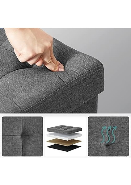 Saklama Alanlı Tabure, Kapaklı Küp, Oturma Sandığı, Saklama Kutusu, Katlanabilir, Maksimum Statik Taşıma Kapasitesi 300 Kg, 40 L, 38 x 38 x 38 Cm, Koyu Gri SPF27Z modelleri