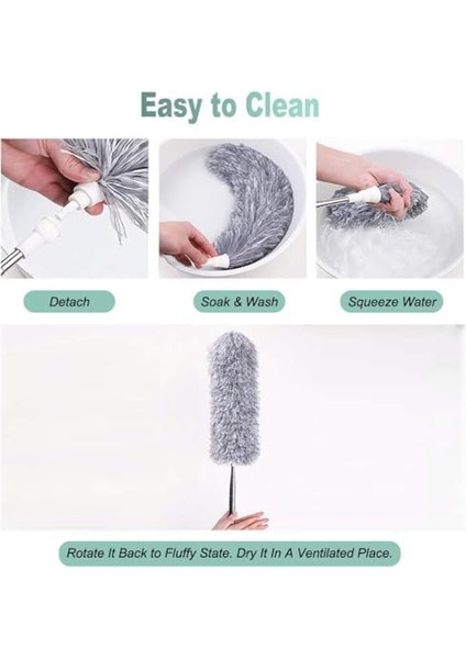 Uzatılabilir Mikrofiber Silgi, Ekstra Uzun 243,8 cm Teleskopik Kutup ve Bükülebilir Başlıklı Tüy Silgisi, Yıkanabilir, Yüksek Tavan Vantilatörlerini, Arabaları, Panjurları, Örümcek Ağını modelleri