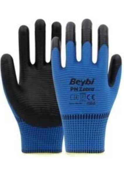 Nitril Mavi-Siyah Zebra Işçi Eldiveni 12 Çift