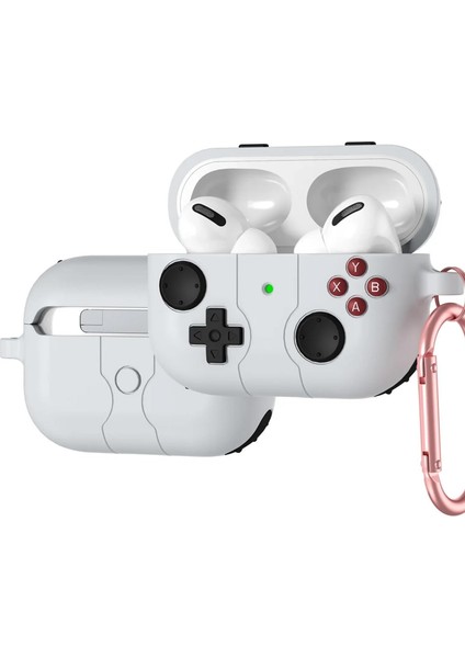 Airpods 4 ile Uyumlu 4.nesil Kılıf Kılıf Retro Görünümlü Kancalı Nint-Endo Yumuşak Soft Dokunuş Airpods 4. Nesil Kulaklık Kılıf (Gri, Airpods 4. Nesil)