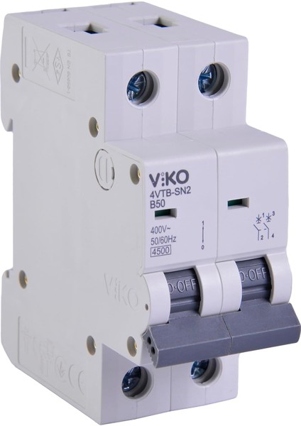 4VTB-2B50 Otomatik Sigorta 4,5ka B Tipi 2 Kutup 50A