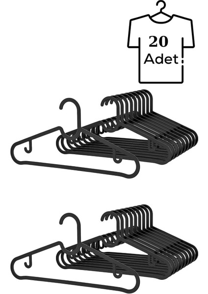 Life 20 Adet Plastik Siyah Gömlek Askısı MIT1129
