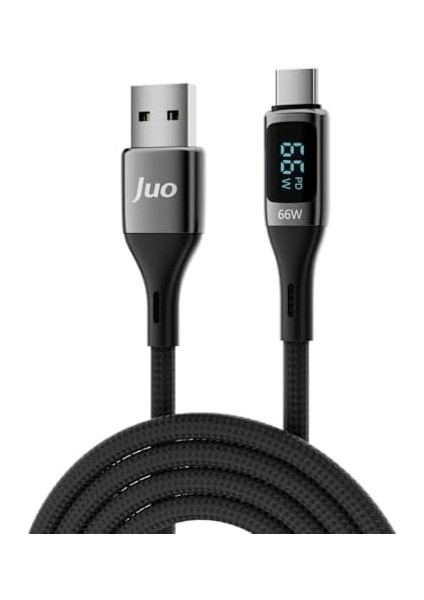 66W LED Ekranlı Örgülü Usb-A To USB Type-C Hızlı Şarj ve Kablosu 1 Metre fiyatları