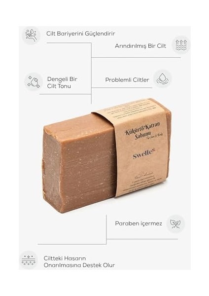 Swelle Doğal Kükürt Sabunu – Yüz ve Vücut Için Sivilce Karşıtı Temizleyici ve Peeling – Siyah Noktalar, Akneyi ve Sebumu Düzenler – Tüm Cilt Tipleri, Erkekler ve Kadınlar