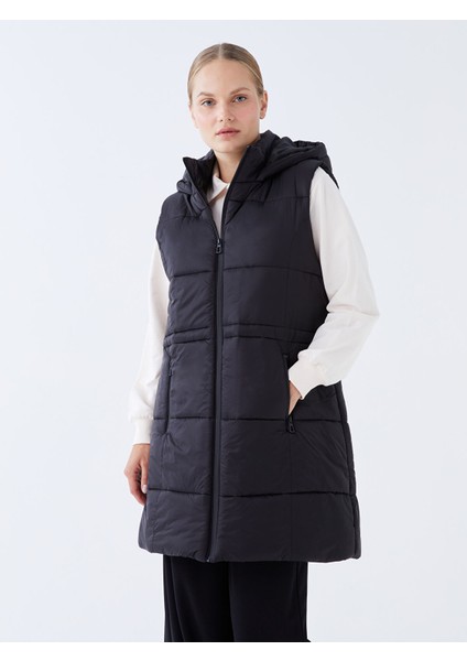 Yeni Sezon Kadın Kapüşonlu Düz Şişme Yelek
