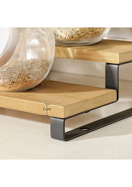 Rafları, Mutfak Rafları, Ayaklı, Mutfak Düzenleyici, 2'li Set, Bambu, Her Biri 3 Raflı, Uzatılabilir, Istiflenebilir, Kiler, Tezgah, Mutfak Dolabı, Natürel-Siyah KCS016N01 fiyatları