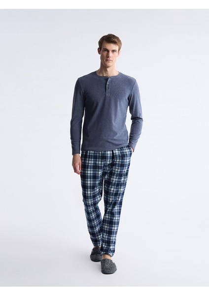 Yeni Sezon Standart Kalıp Ekose Erkek Pijama Alt