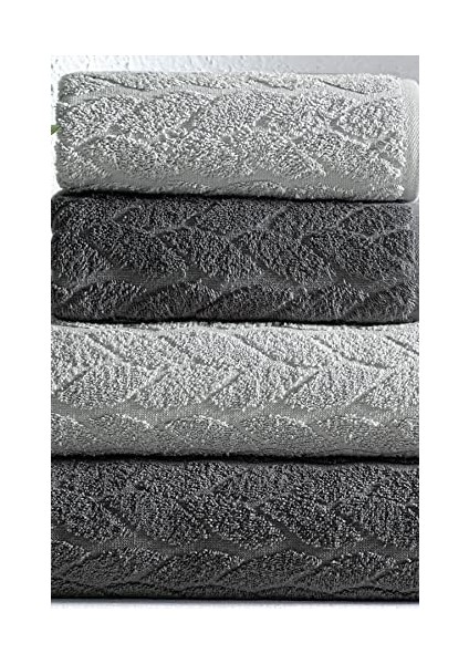 Sarmaşık Çift Renk Havlusu, 4'lü Paket 2 Parça (70X140),2 Parça (50X90) Yumuşak ve Emici, Kaliteli Günlük Kullanıma UYGUN%100 Pamuk Havlu ( -Gri) fiyatları