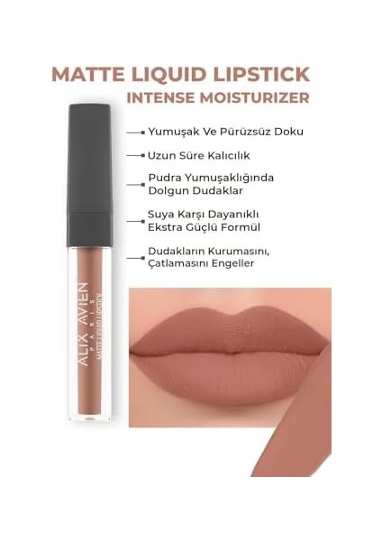 Alıx Avıen Yoğun Renk Veren Uzun Süre Kalıcı Nemlendirici Kadifemsi Mat Ruj - Matte Lipstick 403 Caramel Nude fiyatları