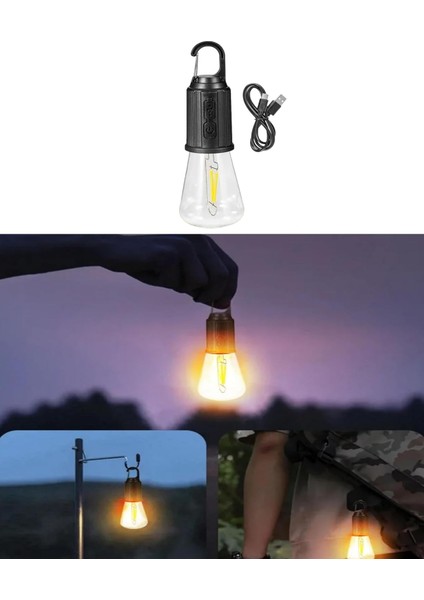 Şarjlı Kamp Lambası, 3 Modlu, Özellikli, Type-C Şarj Kablolu, Kamp,, Balıkçılık, Garaj, Güverte, Acil, Doğa Yürüyüşü, Arama Kurtarma, Afet, Demprem, Acil Lambası