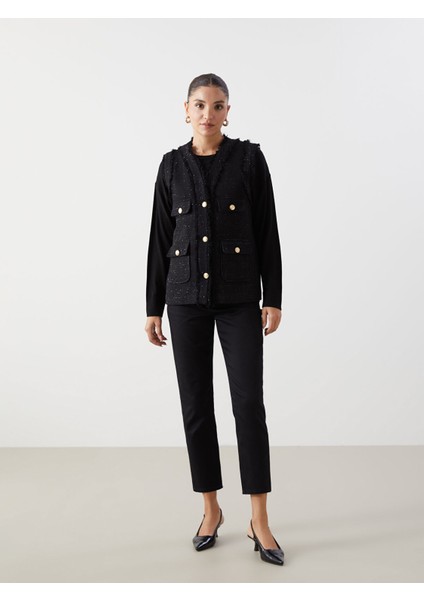 Yeni Sezon V Yaka Parlak Görünümlü Kadın Yelek fiyatları